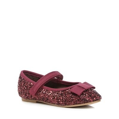 J by Jasper Conran Girls' dark pink glitter embellished shoes